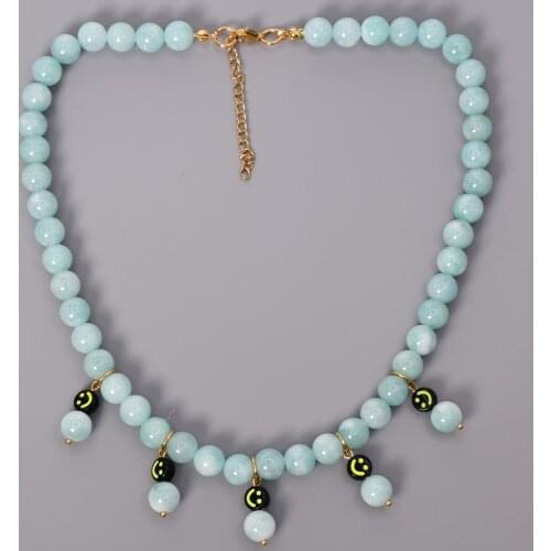 18K Gold Stainless Steel Metal Stone Tassel Necklace Simily Charm Pendant Necklace for Women 2021 New Design Round Stone Jewelry