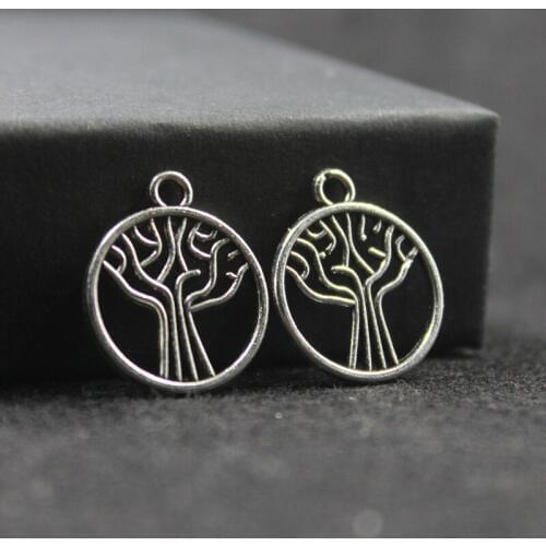 New Life Tree Antique Silver Color Zinc Alloy Lucky Tree Charms Pendant For Jewelry Making 18mm (15 PCS/PACK) ZA1349