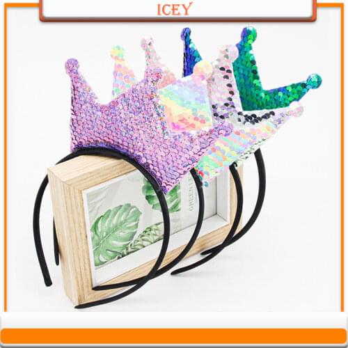 Trendy Bow Bling Crown Hair Band Shiny Sequins Princess Headband for Girls Lovely Hair Accessories For Kids Headwear