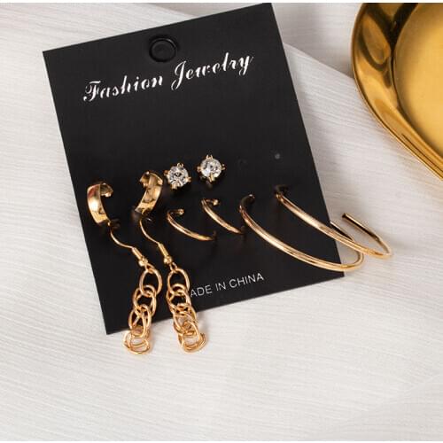 POXAM Womens Earrings Fashion Statement Earrings For Women Set Gold Colour Bohemian Earrings 2021 Crystal Earring Metal Jewelry