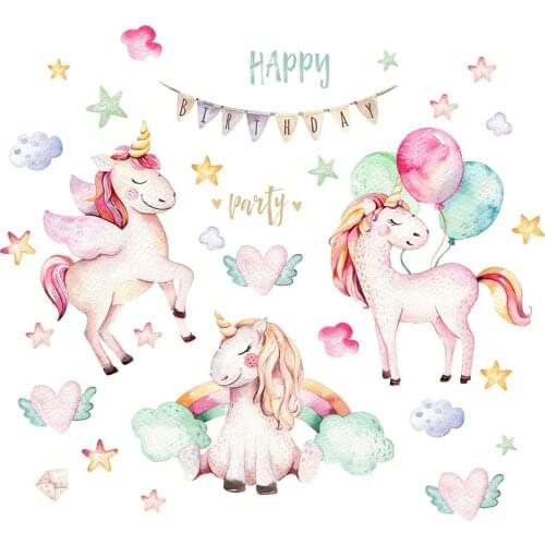 Simple hand-painted unicorn wall stickers party bedroom childrens room environmental protection decorative decal wallpaper