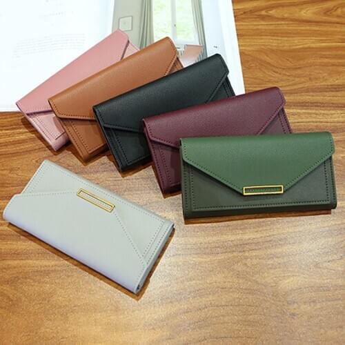 Q PU Leather Coin Purse High Quality Clutch Money Bag PU Leather Wallet Fashion Women Wallet Long Solid Color Card Holder