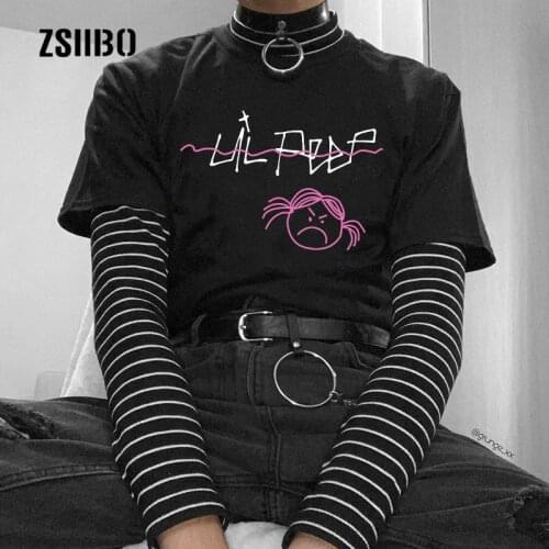 Lil Peep Rapper casual hip hop short sleeve female loose big size Harajuku tees punk summer goth Vintage letter cartoon T-shirt