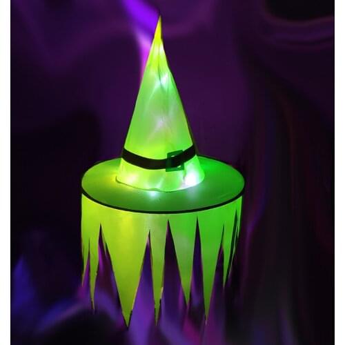 Witch Hat Halloween Party Decoration Hat Hanging Glowing LED Lighting Cap Festival Prop Halloween Atmosphere Decoration Props
