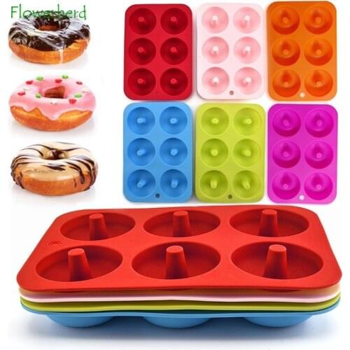 Silicone Donut Pans Molds 6 Even Donut Making Mould Baking Round Cake Round Doughnut Muffin Cupcake Mold DIY Tool