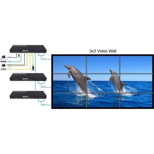 PUZHIJIE Full HD Video Wall Controller with HDMI VGA AV USB Video Processor1x4 2x2 supports 3x3 4x4 to10x10 HDMI matrix splitter