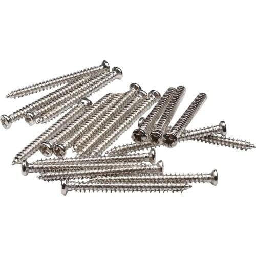 Musiclily Basic 2.8x32mm Metal Metric Thread P90 Style Pickup Mounting Screws, Nickel (Set of 20)