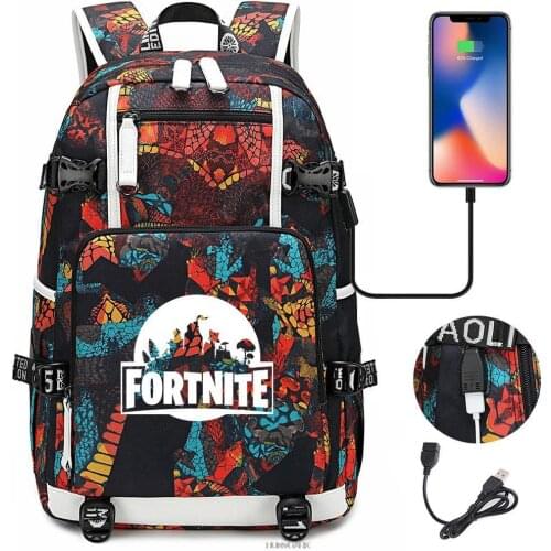Fortnite Backpack Men Women USB Charging Waterproof Laptop Backpack Casual Canvas School Bags Computer Notebook Mochilas