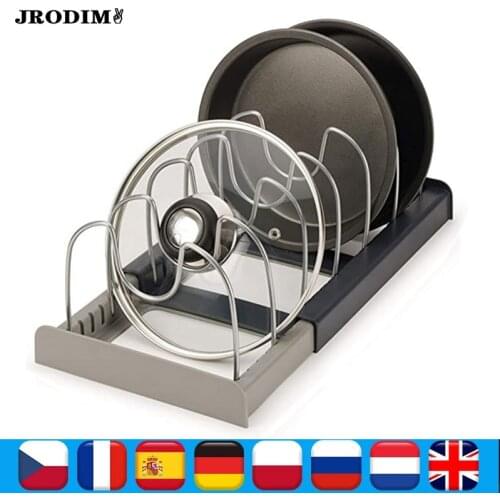 Stainless Steel Retractable Lid Rest Stand Pot Pan Cover Spoon Holder Kitchen Drain Shelf Storage Rack Pot Lid Organization