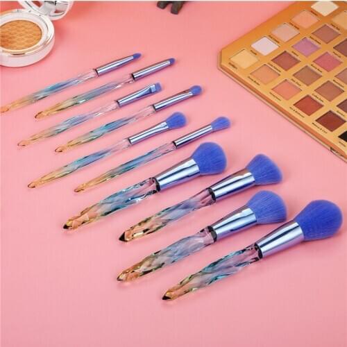 10pcs/set Diamond Makeup Brushes Set Professional Crystal Eyeshadow Eyebrow High Quality Lip Eyeliner Make Up Brush Kit Tools