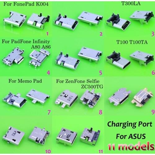 11 different models,11pc/lot Micro USB connector for ASUS fonepad T300LA A80 A86 ZC500TG Memo Pad 10 ME103K K01E ME103 K004