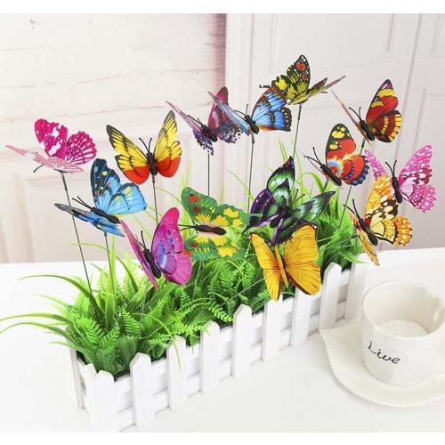 15pcs Butterflies Garden Yard Planter Colorful Whimsical Butterfly Stakes Decoracion Outdoor Decor Flower Pots Decoration