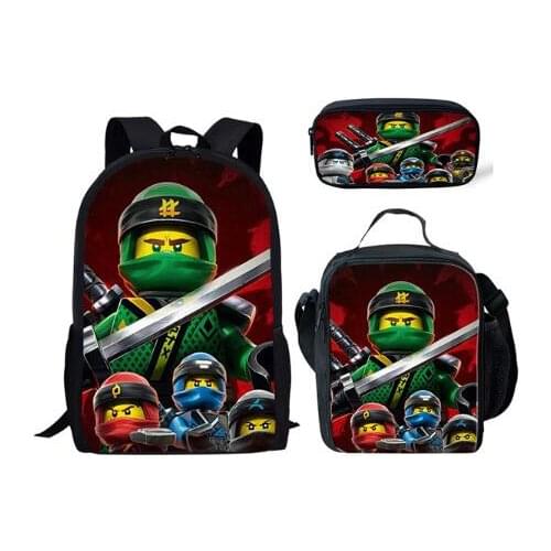 3pcs/Set Kids Mochila Cartoon Ninjago Backpack For Children Teenagers School Rucksack For Girls Boys School Bags
