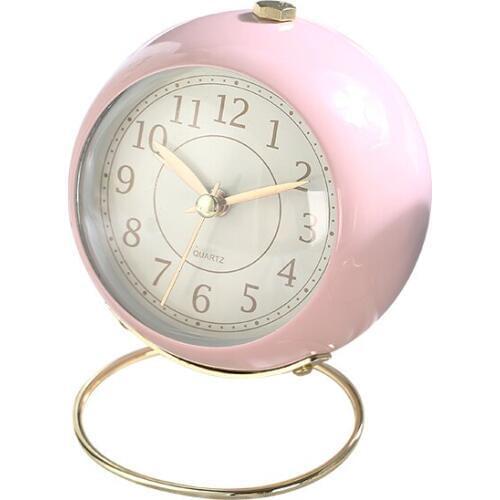 4 inch Vntage luxury Nordic style mute simple Metal Desk Table Alarm Clock Silent Clock with Nightlight 4 color