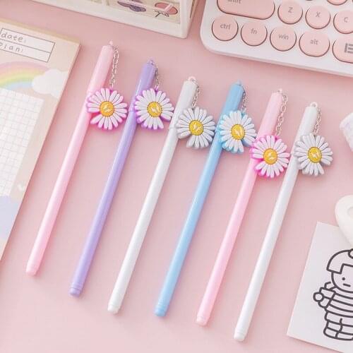 50PCS Fresh Pendant Cartoon Student Pen Writing Stationery Black Gel Pens Gift Cute School Supplies Office Accessories