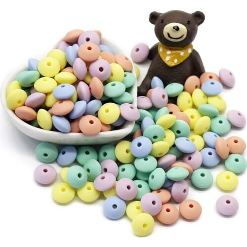 Cute-idea 500pcs Food Grade Silicone Lentil beads 12mm DIY Baby Pendant Necklace Baby Teether childrens products toy