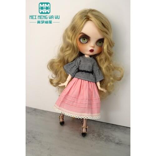 28--30cm Blyth Azone OB23 OB24 1/8 Doll clothes accessories Fashion plaid shirt, long skirt