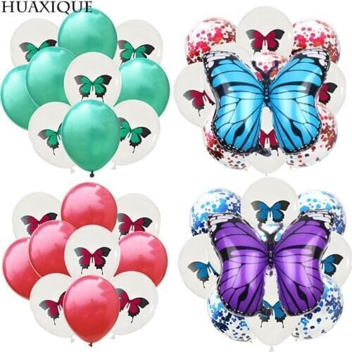 10pcs 12inch Butterfly Latex Balloons with Confetti Balloon Animal Butterfly Globos Birthday Party Wedding Decor insect Ballon