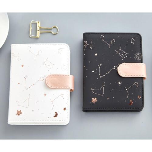 Yiwi Constellation PU leather button Notebook Mini Fresh Schedule Notebook With Filler Pages 14x10.5cm