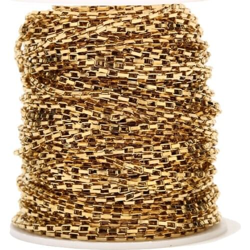 2Meters 2.5mm width Gold tone Stainless Steel Open Hollow Venetian Box Chains Link Chain For DIY Jewelry Making Necklaces