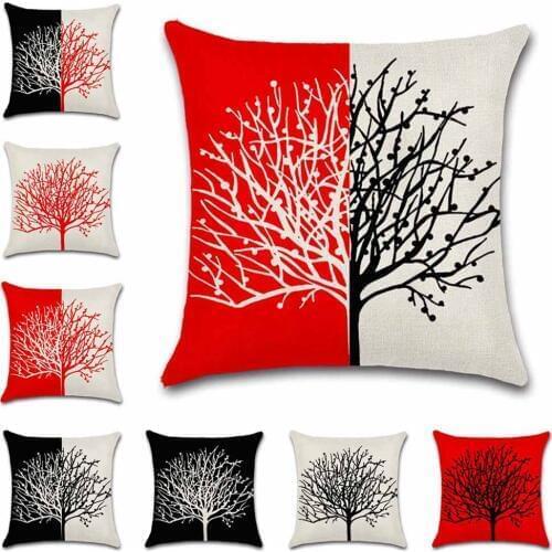 Black red Tree Decorative painting Nordic style beige Cushion Cover Home sofa chair car seat kids room gift friend pillowcase