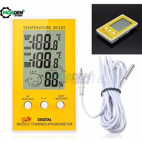 DC105 LCD Digital Thermometer Household Temperature Humidity Meter Hygrometer Indoor Outdoor Meteo Weather Station C / F