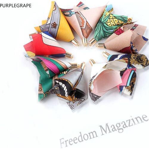 Handmade DIY earrings material sweet multicolor chiffon flower pendant homemade earrings headwear accessories pendant 6 pieces