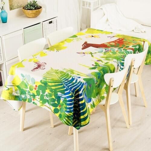 Chinese style Dream forest Elegant landscape 8784 Linen Tablecloth Refrigerator TV Tablecloth Cover Home Decorative Table decor