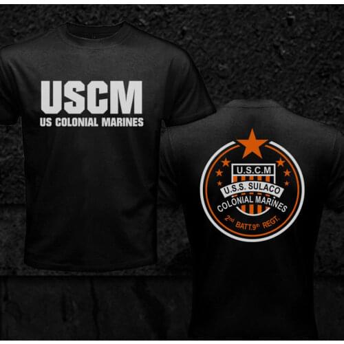 Alien Movie Uscm United States Colonial Marines U.S.S 2Nd Batt 9Th Regt Double Side Men 2019 Fashion New Printing Cool T Shirt