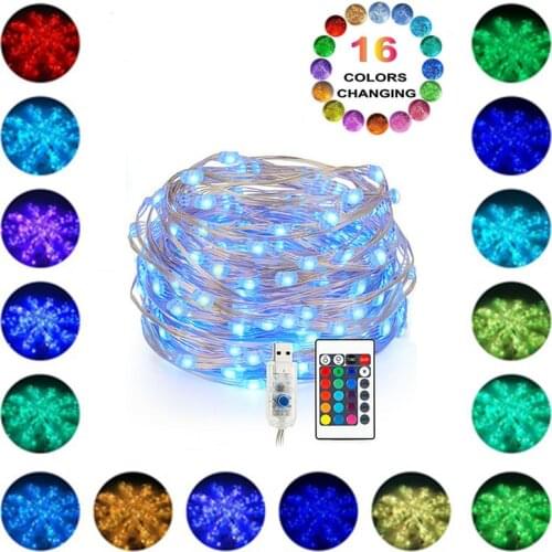 2020 Fairy Garland 16 Colors Changing Led String Light 5/10m Battery Remote Control Christmas Outdoor Decor Party Wedding Lamps
