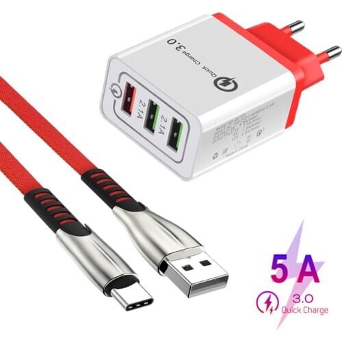 Fast Charging Type-c USB Data Sync Cable For Samsung S8 S9 S10 S10E Plus A80 Xiaomi 6 7 8 9 Lite Plus QC 3.0 Fast Travel Chager