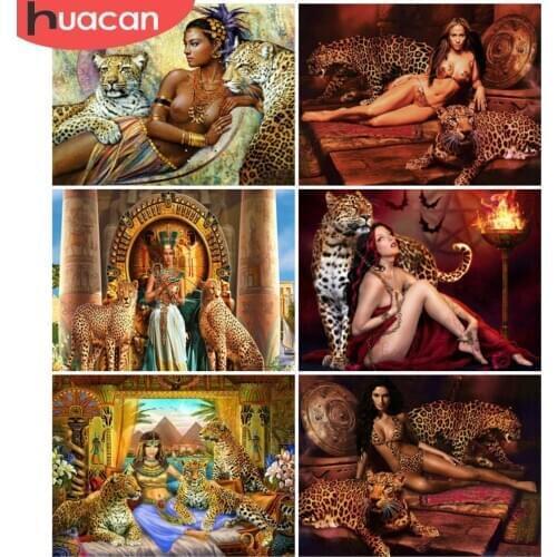 HUACAN Diamond Painting Animal Leopard Wall Decoration Diamond Embroidery Beauty Mosaic 5D Diy Handmade Gift