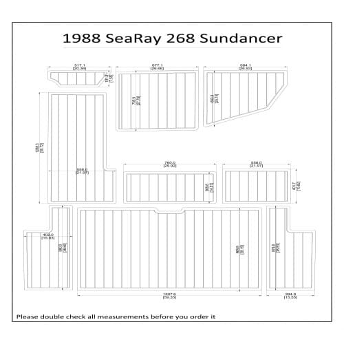 1988 SeaRay 268 Sundancer Cockpit Pad Boat EVA Teak Decking 1/4" 6mm