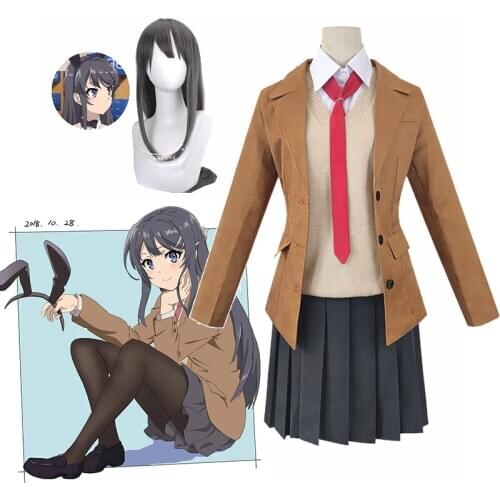 Seishun Buta Yarou Series Cosplay costumes Sakurajima Mai uniform Coat / Skirt / shirt / sweater / Wig Anime costumes women