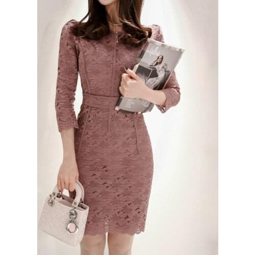Summer Womens New Fashion Celebrity Temperament Lace Dresses Bodycon Pencil Bottoming Dress Female