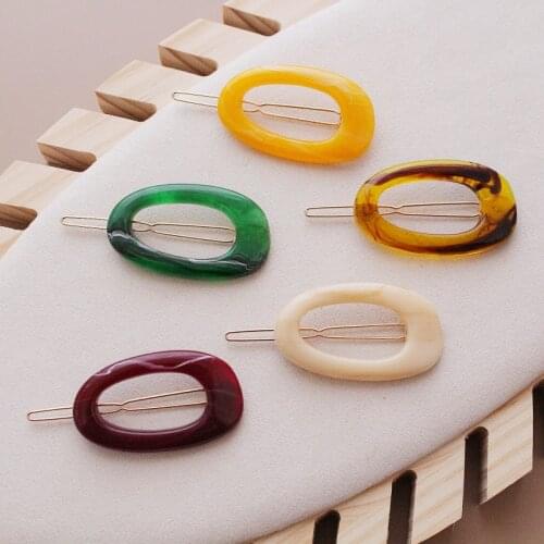 Fashion Geometric Oval Hollow Acetate Hair Clips Korean Hair Accessories Elegant Turtoiseshell Acrylic Hair Clip for Women