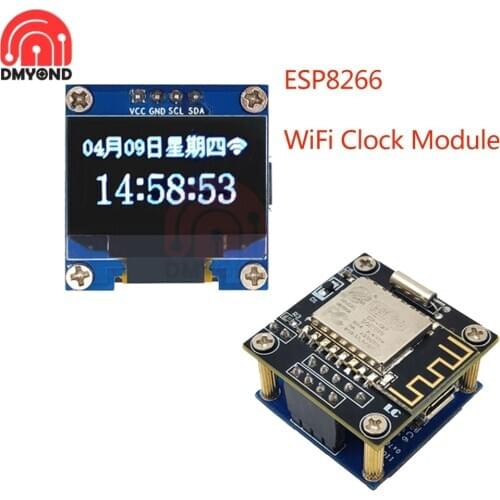 ESP8266 WiFi Clock Module 0.96 inch OLED LCD Screen Display ESP-12F DIY Weather Forecast IIC I2C Interface 5V ESP12F For Arduino