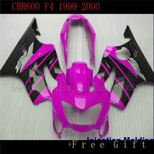 Motorcycle Fairing kit for W1 CBR600 F4 99 00 CBR600F4 1999 2000 F4 CBR600 Red and black ABS Fairings set