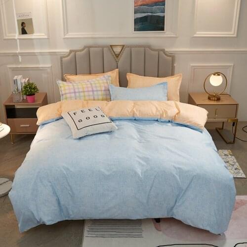 Macaron Blue Bedding Set Duvet Cover Plaid Bed Sheet Pillowcases Solid Bedclothes Printed Bed Cover Set Twin XL Full Queen Size