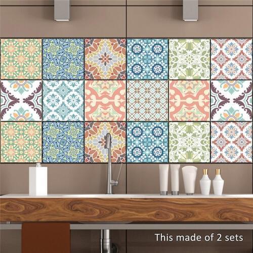 YRHCD Mediterranean style Bathroom Wall Stickers Creative DIY self-adhesive Retro Waterproof wallpaper bathroom Wall Decoration