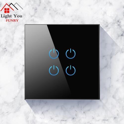 1 2 3 4 Gang 1 Way 2 Way Household wall touch sensor switch socket touch smart single fire line tempered glass panel 86*86mm