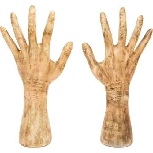 Newly Resin Hands Statue Solar Luminous Ornament Creative Halloween Props for Home Garden Courtyard Decoration