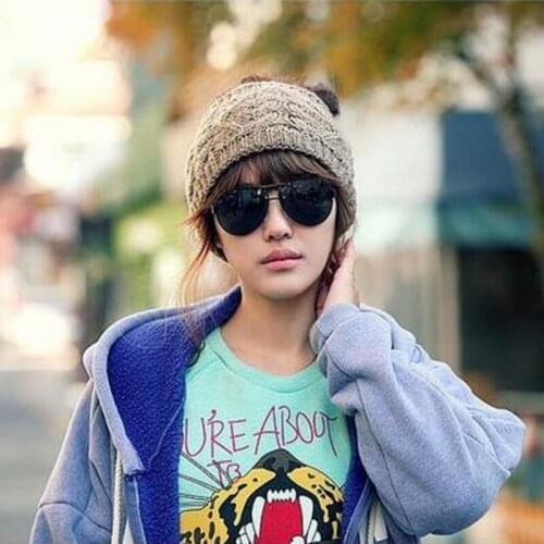 New Warm Knitted Riding Skullies Beanies Twisted Knitted Yarn Head Wrap Womens Winter Empty Hat Hair Wrap Headwear Female