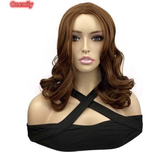Onemily Long Wavy Shaggy Synthetic Wig for Daily Wear Heat Resistant Natural Hair Middle Part Curly Wigs for Women