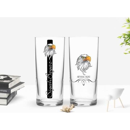 Personalized Colorful Printed Black White Design Dual Arrack Cup Seti-1