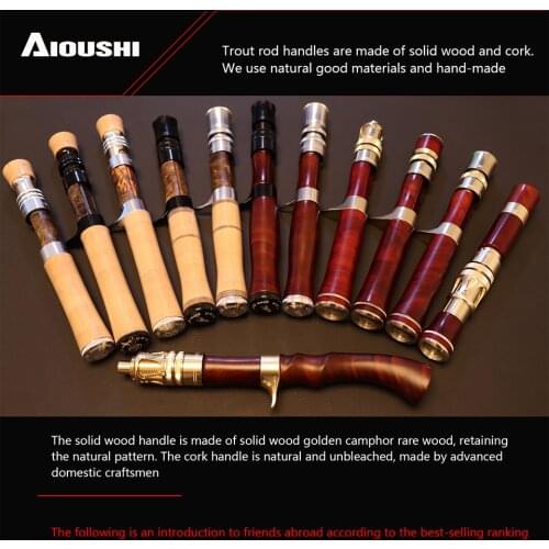 BRICOLAGE Fait Main Canne À Pêche Haute Perméabilité De Fiber De Verre Solide Rugueux 1.1m UL Truites Solid wood 3A cork handle