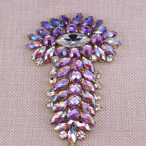 11.2x7.5cm Wedding belt applique Delicate Light Purple AB Rhinestone Applique For Fashion Clothes Hats Party Dress Decorative