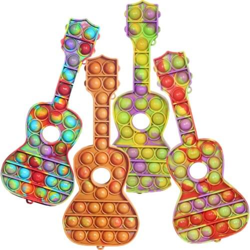 Push Bubble Cute Simple Dimple Fidget Toys Guitar Adult Stress Relief Autism Needs Antistress Soft Squishy Box Gift For Kids