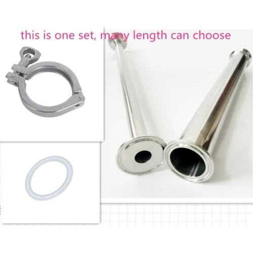 SS304 OD 2" 51MM Sanitary Spool Tube With 64MM Ferrule Flange+Moonshine+Tri Clamp Pipe Fittings Length 4"/6"/8"/12"/18"/24"