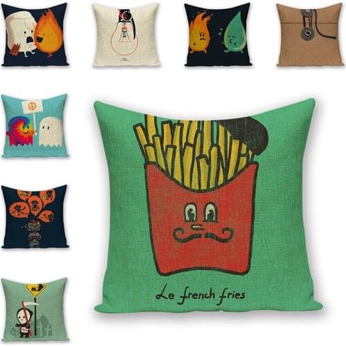 Cute Cartoon Animation Cushion Cover Linen cotton Decorative Pillow cover Capa de Almofada Car Chair Couch Home Decor familyGift